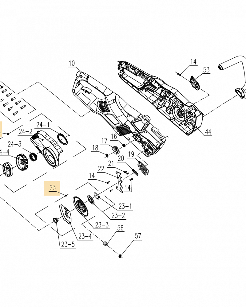 1 КОРПУС  - ЗВЕЗДОЧКА | Запчасти для электропилы чемпион 522N-18 |