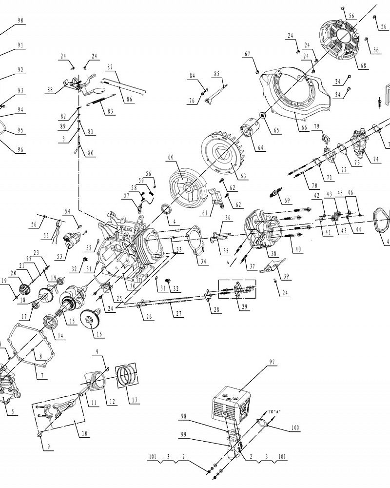 2 ПОРШЕНЬ - ЦИЛИНДР - КОЛЬЦА - СТАРТЕР МОТОПОМПА CHAMPION GTP101E  | ремонт | в СПБ