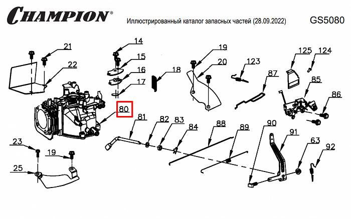 13 | ЦИЛИНДР | Запчасти для уборочной чемпион | GS5080 после 2021 года | после s/n 37012000001 | 