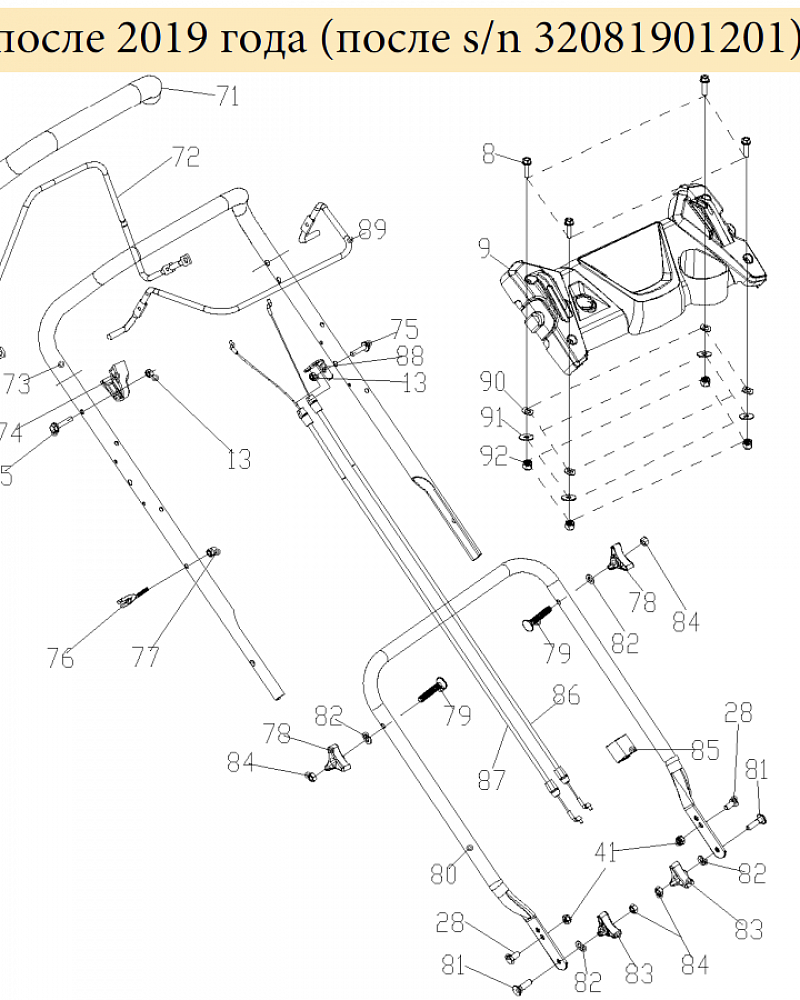 4 | ТРОС - РУЧКА | Запчасти для газонокосилки чемпион |  LM5131  после 2019 года |  после номера s/n 32081901201 | Сервис - Ремонт