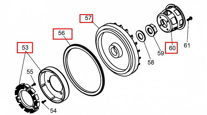 7 | МАХОВИК | Запчасти для мотопомпы чемпион | GTP81E после 2019 года | (после s/n 23101900001  |  Поставка по России | Магазин-Сервис в СПБ |