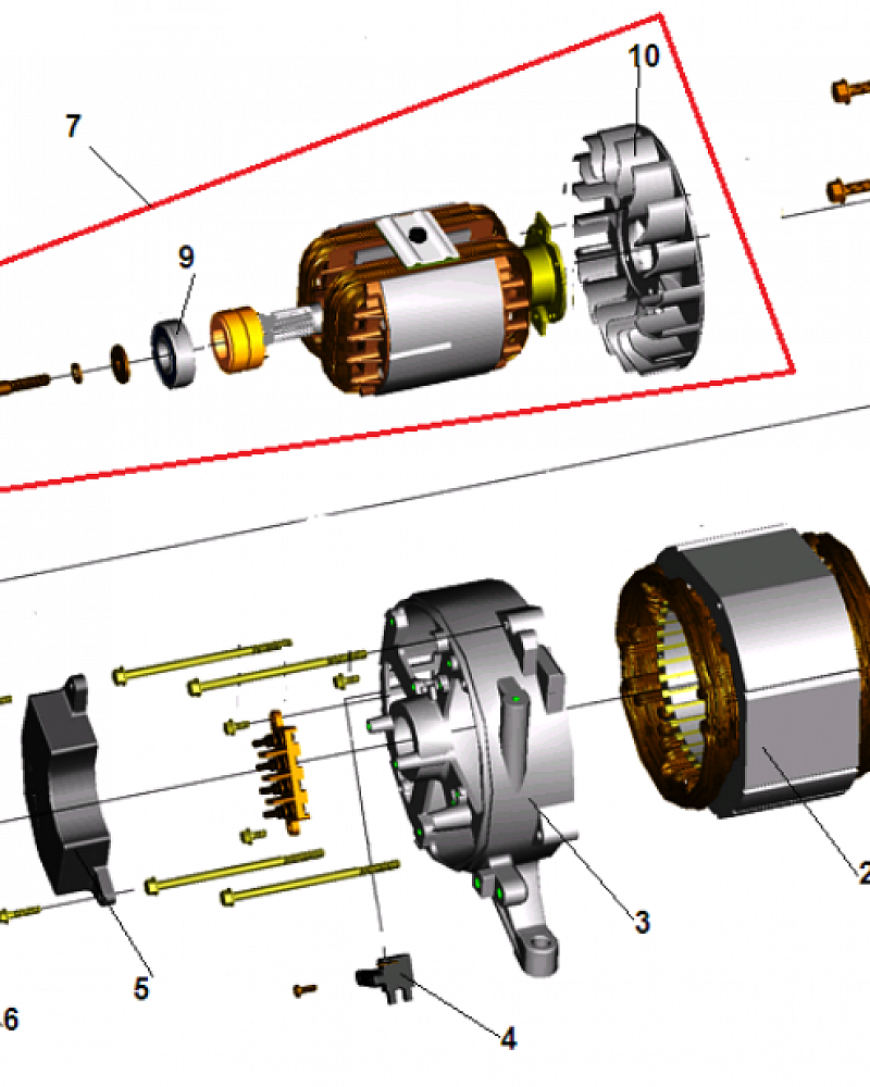 1 ЯКОРЬ - СТАТОР - БЛОК AVR ГЕНЕРАТОР CHAMPION GG11000E