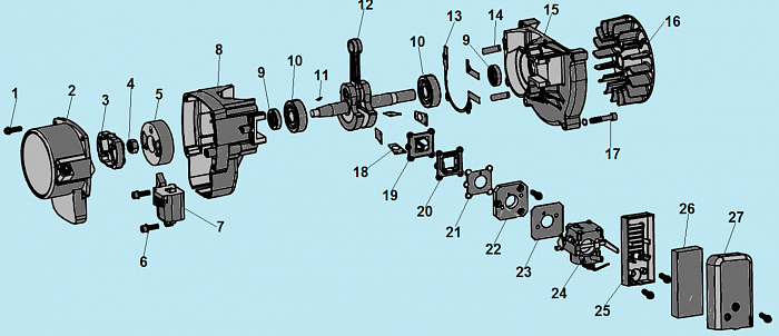 2 КОЛЕНВАЛ - КОЛЬЦА - МАГНЕТО - МАХОВИК - КАРБЮРАТОР ОПРЫСКИВАТЕЛЬ-РАСПЫЛИТЕЛЬ CHAMPION PS282  | ремонт | в СПБ