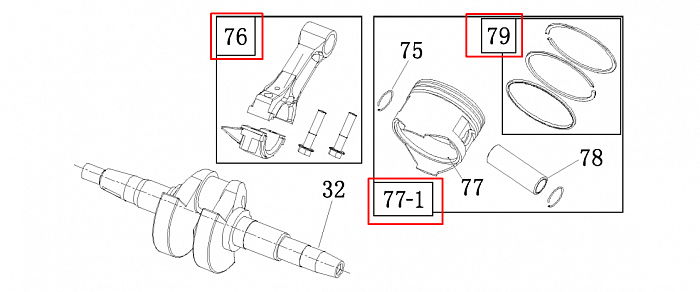 6  | Поршень - Шатун - Коленвал - Распредвал | Запчасти для генератора чемпион | GG5000  | Поставка по России |