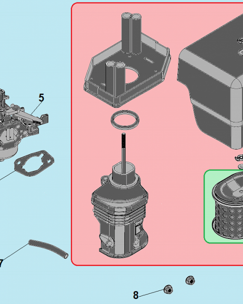 9 КАРБЮРАТОР - ВОЗДУШНЫЙ ФИЛЬТР МОТОПОМПА CHAMPION GTP80H  | ремонт | в СПБ