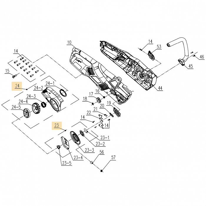 1 КОРПУС  - ЗВЕЗДОЧКА | Запчасти для электропилы чемпион 520N-16 |