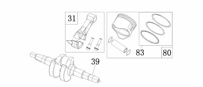 6  | Поршень - Шатун - Коленвал - Распредвал | Запчасти для генератора чемпион | GG3200  | Сервис - Магазин  |