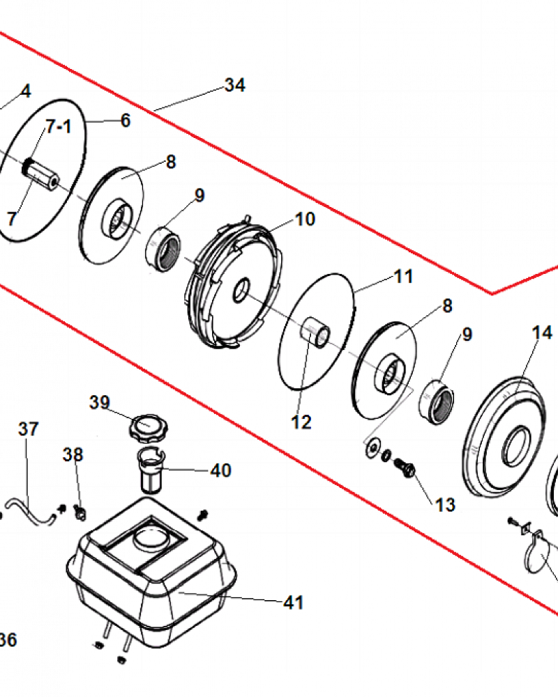 1 КОРПУС - УЛИТКА -САЛЬНИК - КРЫЛЬЧАТКА МОТОПОМПА CHAMPION GHP40-2  | ремонт | в СПБ
