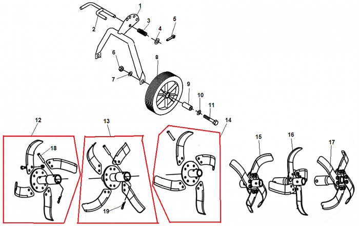 5  ФРЕЗЫ КУЛЬТИВАТОР CHAMPION BC6612H  | ремонт | в СПБ