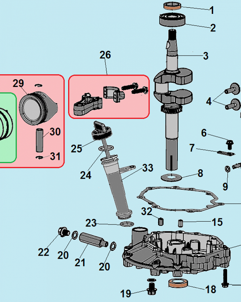 14 ПОРШЕНЬ - КОЛЕНВАЛ- КОЛЬЦА МАШИНА ПОДМЕТАЛЬНАЯ CHAMPION GS50100  | ремонт | в СПБ
