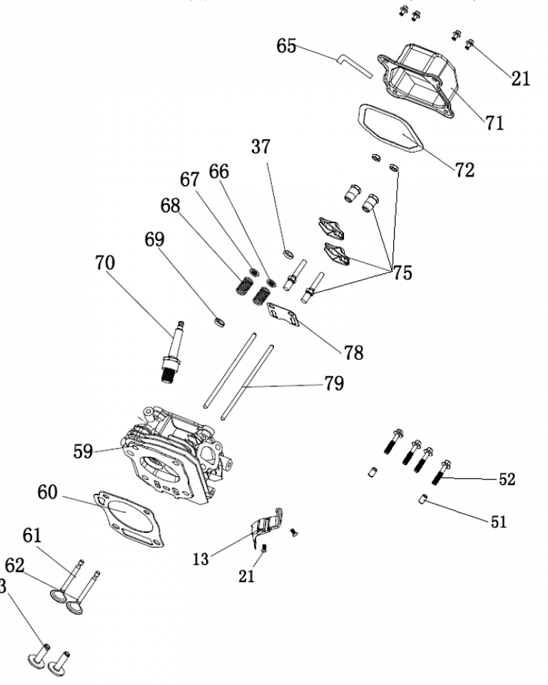 9  | Головка цилиндра - Клапана | Запчасти для генератора чемпион | GG2300| Сервис - Магазин |