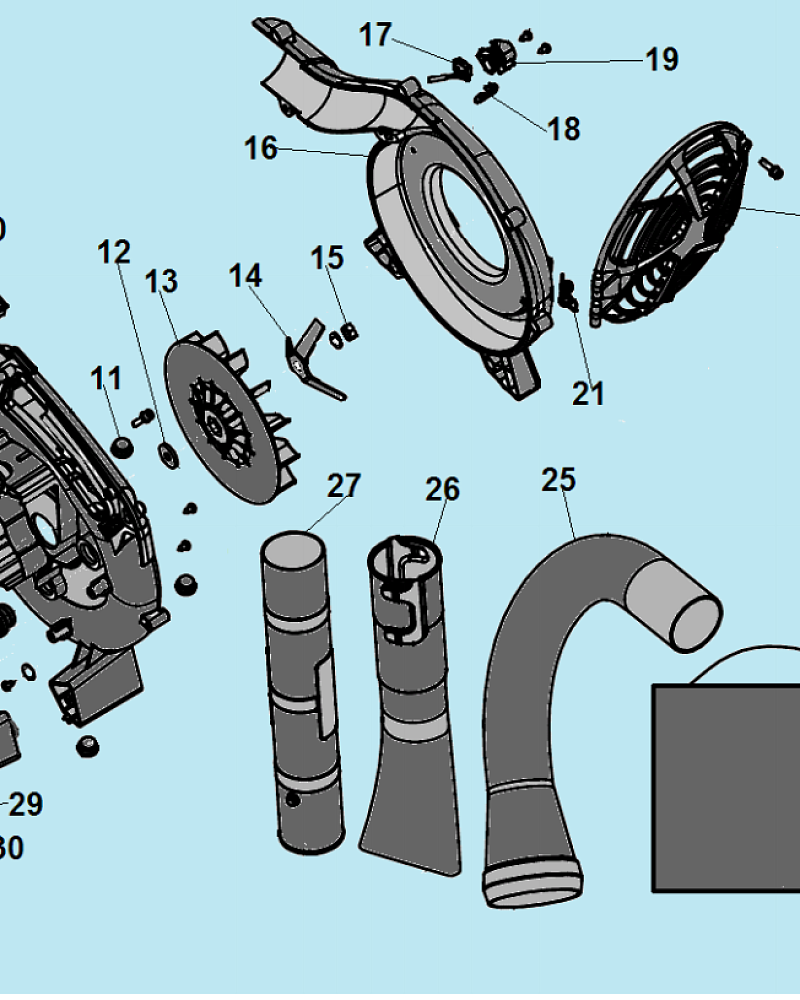 2 КРЫЛЬЧАТКА - ТРУБЫ - СТАРТЕР ВОЗДУХОДУВКА CHAMPION GBV327S  | Ремонт | Запчасти | в СПБ