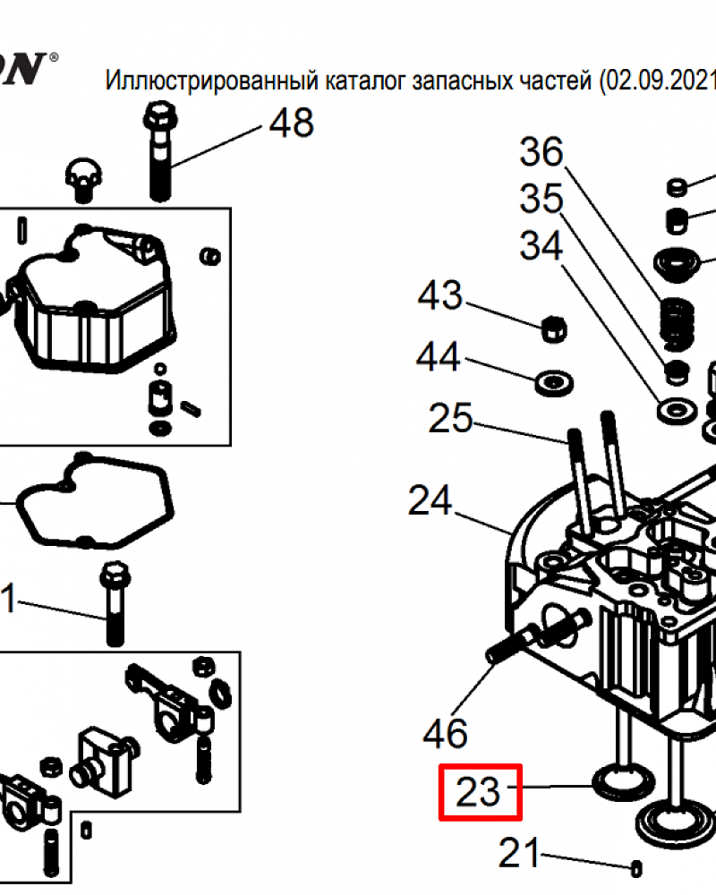 4 | ГОЛОВКА БЛОКА | Запчасти для мотопомпы чемпион | GTP81E после 2019 года | (после s/n 23101900001  |  Поставка по России | Магазин-Сервис в СПБ |