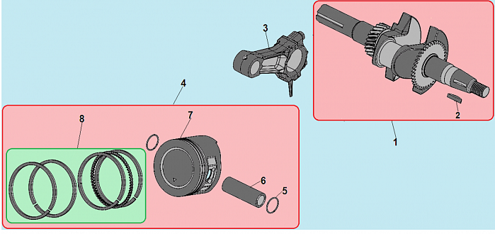 9 ПОРШЕНЬ -ЦИЛИНДР -КОЛЕНВАЛ- КОЛЬЦА КУЛЬТИВАТОР CHAMPION ВC6712  | ремонт | в СПБ