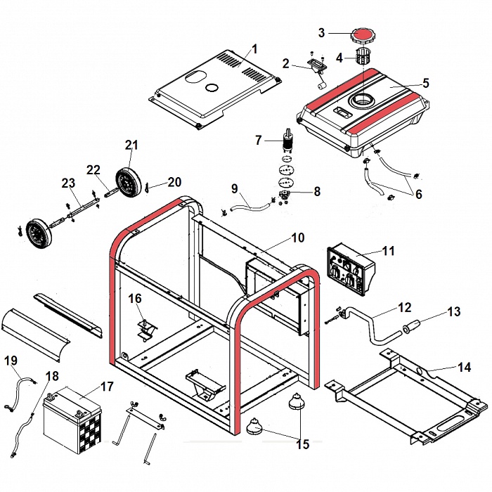 8 | РАМА, БАК ТОПЛИВНЫЙ | DG6000E Дизельный генератор | Запчасти, сервис, ремонт