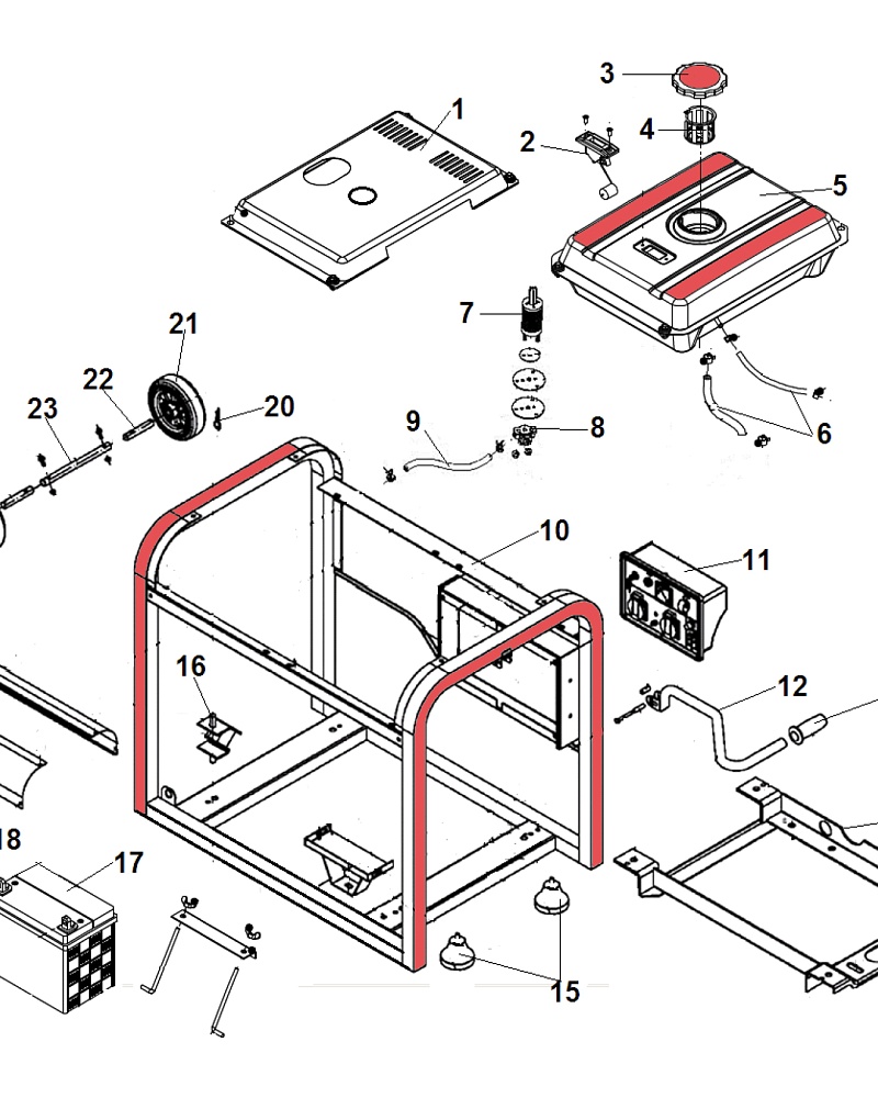 8 | РАМА, БАК ТОПЛИВНЫЙ | DG6000E Дизельный генератор | Запчасти, сервис, ремонт