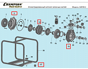 1 | ПОМПА - РАМА | Запчасти для мотопомпы чемпион | GHP40-2 до 2020 года обновленная | 
