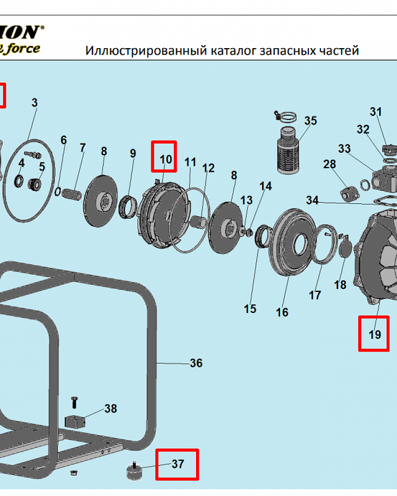 1 | ПОМПА - РАМА | Запчасти для мотопомпы чемпион | GHP40-2 до 2020 года обновленная | 