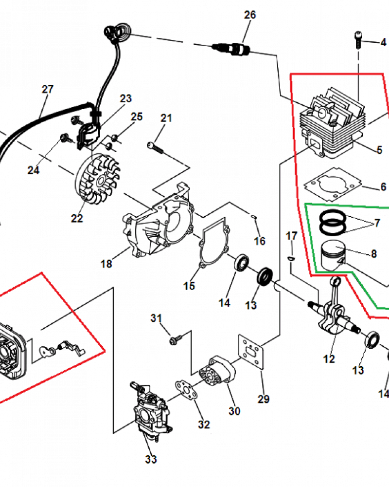1 КАРБЮРАТОР - ПОРШЕНЬ - ЦИЛИНДР - ФИЛЬТР - МАГНЕТО - МАХОВИК - КОЛЕНВАЛ  ВОЗДУХОДУВКА CHAMPION GВV326S  | Ремонт | Запчасти | в СПБ