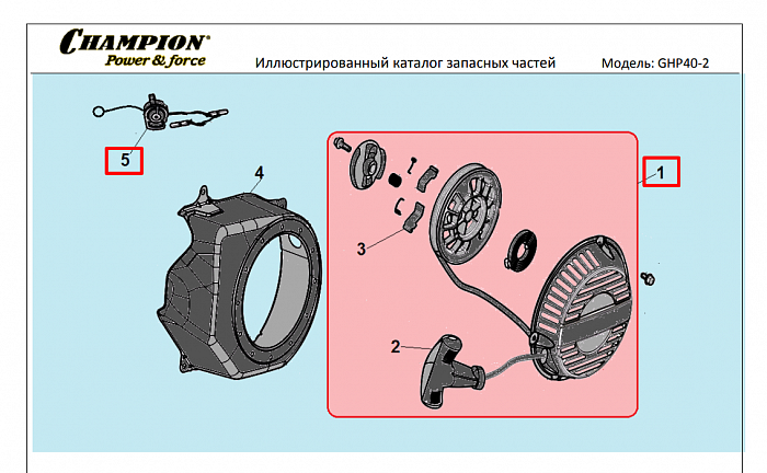 8 | СТАРТЕР В СБОРЕ | Запчасти для мотопомпы чемпион | GHP40-2 до 2020 года обновленная |  