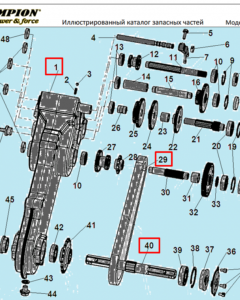 1  | РЕДУКТОР - ШЕСТЕРНИ | Запчасти для культиватора, мотоблока чемпион |  BC8724  | Поставка по России | 