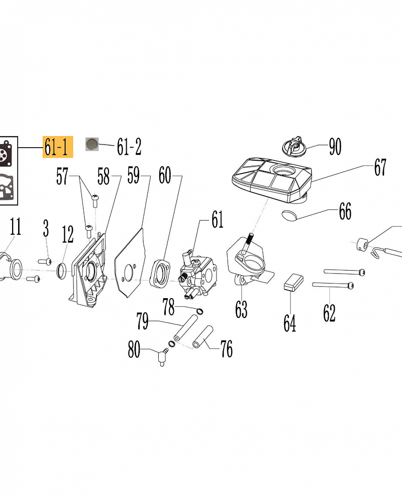4 |  Запчасти для бензопилы чемпион 254 | обновлена деталировка после 15.01.2023 года  | КАРБЮРАТОР - ФИЛЬТР  |