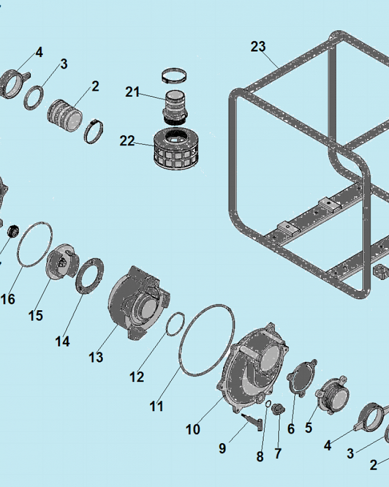 1 КОРПУС - УЛИТКА -САЛЬНИК - КРЫЛЬЧАТКА МОТОПОМПА CHAMPION GTP80H  | ремонт | в СПБ