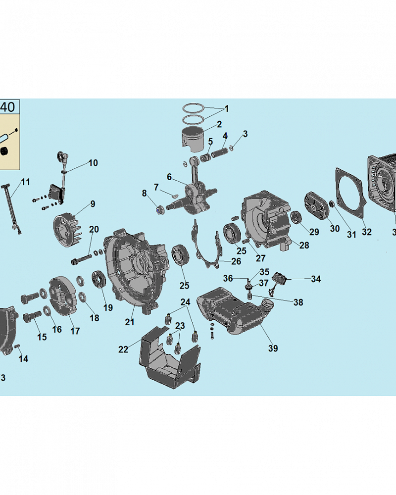6 ПОРШЕНЬ - КОЛЕНВАЛ - КОЛЬЦА - МАГНЕТО - МАХОВИК - СЦЕПЛЕНИЕ | Запчасти для газонокосилки чемпион LMH4412 |  Сервис - Ремонт |