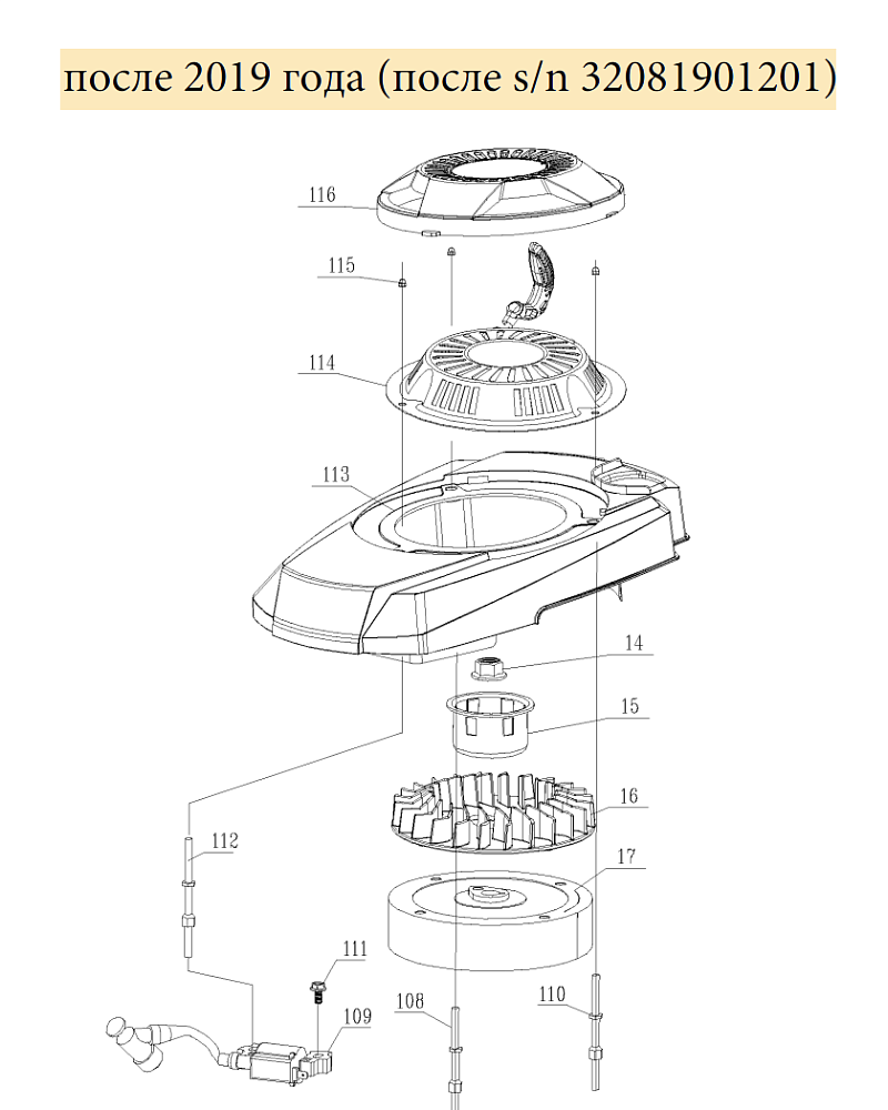 11 | СТАРТЕР - МАГНЕТО - МАХОВИК | Запчасти для газонокосилки чемпион |  LM5131  после 2019 года |  после номера s/n 32081901201 | Сервис - Ремонт