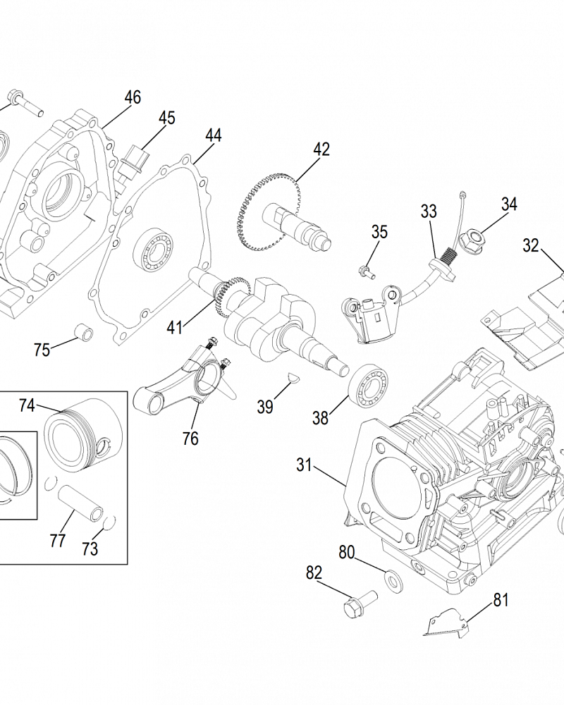 5  | Поршень - Шатун - Коленвал - Распредвал | Запчасти для генератора чемпион | IGG3200 | Сервис - Магазин |