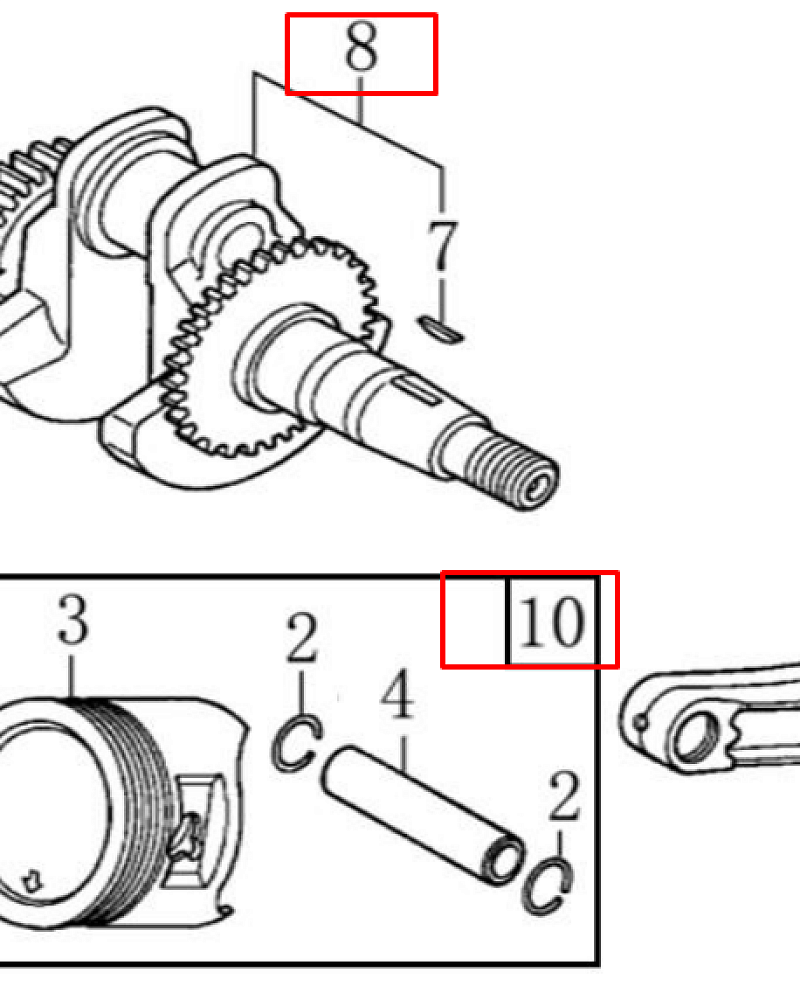 5  | ПОРШЕНЬ - КОЛЕНВАЛ- КОЛЬЦА | Запчасти для виброплиты чемпион | PC6337F | Поставка по России | 