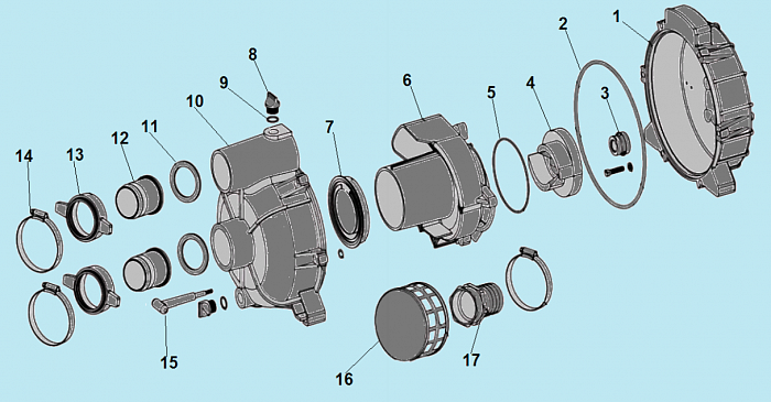 1 КОРПУС - УЛИТКА -САЛЬНИК - КРЫЛЬЧАТКА МОТОПОМПА CHAMPION GTP82  | ремонт | в СПБ