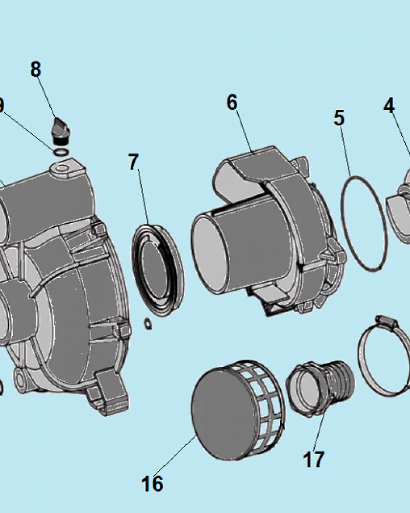 1 КОРПУС - УЛИТКА -САЛЬНИК - КРЫЛЬЧАТКА МОТОПОМПА CHAMPION GTP82  | ремонт | в СПБ