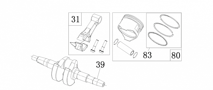 6  | Поршень - Шатун - Коленвал - Распредвал | Запчасти для генератора чемпион | GG3200EW  | Сервис - Магазин |