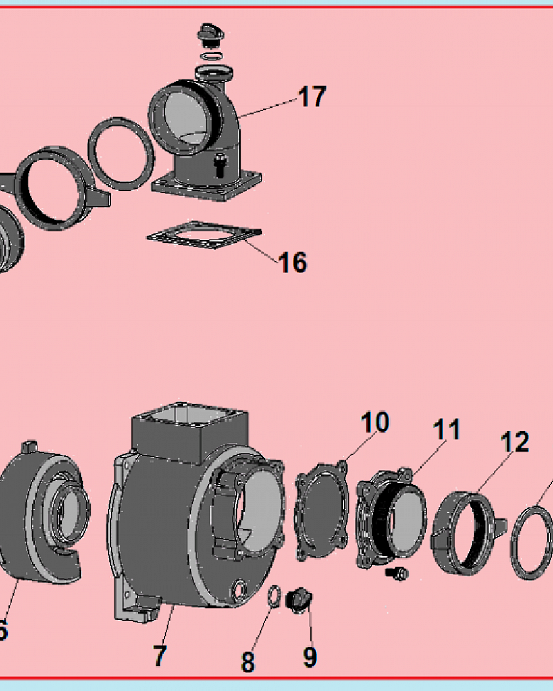 1 КОРПУС - УЛИТКА -САЛЬНИК - КРЫЛЬЧАТКА МОТОПОМПА CHAMPION GP100E  | ремонт | в СПБ