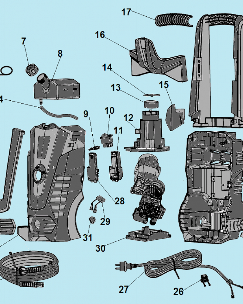 1 ШЛАНГ - ПИСТОЛЕТ МОЙКА CHAMPION HP5190  | ремонт | в СПБ