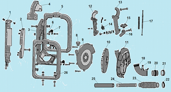 2 КРЫЛЬЧАТКА - ТРУБЫ ВОЗДУХОДУВКА CHAMPION GBR357  | Ремонт | Запчасти | в СПБ