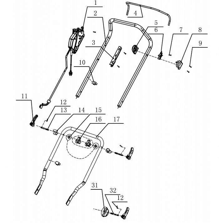 1 РУЧКА - ВЫКЛЮЧАТЕЛЬ ГАЗОНОКОСИЛКА ЭЛЕКТРИЧЕСКАЯ CHAMPION EM3616 | до 24.09.2021 года | Ремонт | Запчасти | в СПБ