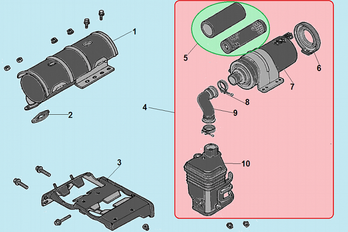 13 ВОЗДУШНЫЙ ФИЛЬТР - ГЛУШИТЕЛЬ ВИБРОТРАМБОВКА CHAMPION TR72  | ремонт | в СПБ