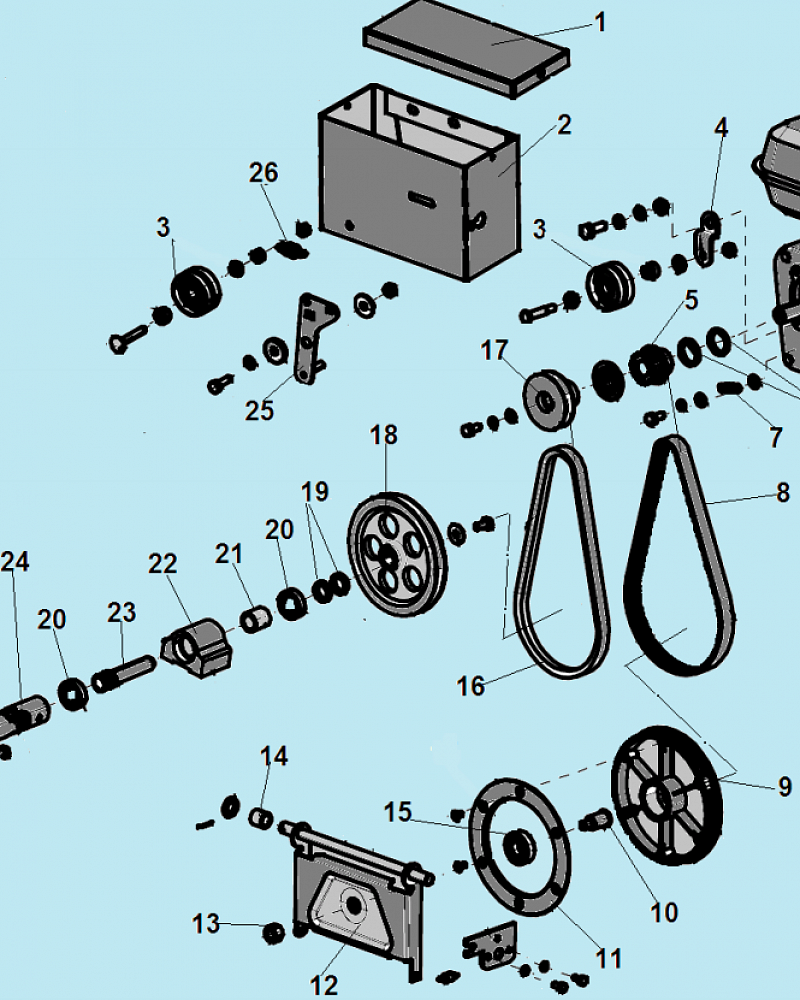 2 РЕМЕНЬ - ШКИВ - АККУМУЛЯТОР МАШИНА ПОДМЕТАЛЬНАЯ CHAMPION GS5562  | ремонт | в СПБ
